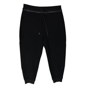 Shape Sweatpants Pull On Size 1X Black Satin Waist Band Zippered Pockets